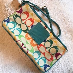Vintage large Coach Scribble Wristlet